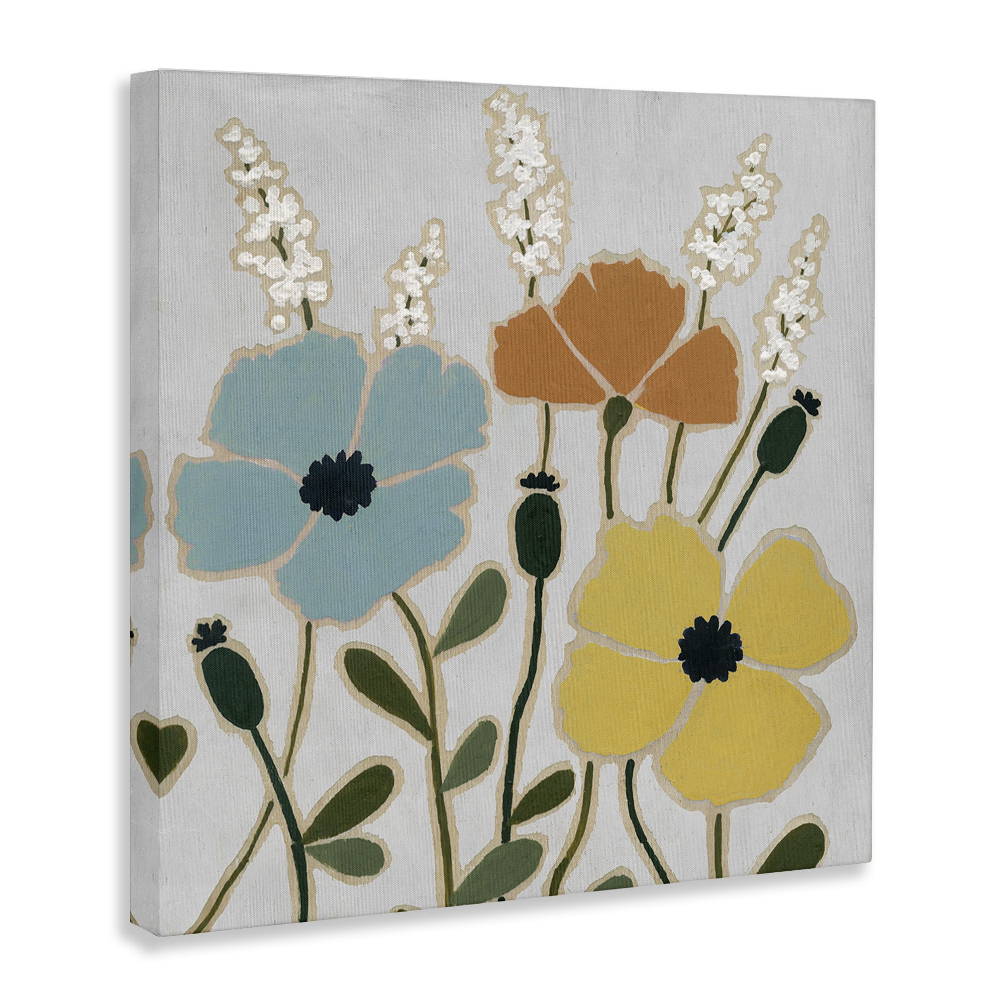 Stupell Industries Modern Primaries Blooms Plants & Flowers Painting Wrapped Canvas Art Print Wall Art, 36 x 36