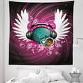thumbnail image 1 of Popstar Party Tapestry, Disco Ball with Headphones and Angel Wings Vibrant Swirl with Circles, Fabric Wall Hanging Decor for Bedroom Living Room Dorm, 5 Sizes, Magenta Black Teal, by Ambesonne, 1 of 1