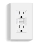 Hyper Tough 15 Amp White GFCI Outlet, Tamper Resistant, Self-Testing, Impact Resistant, Easy Installation
