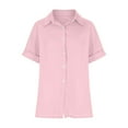 thumbnail image 5 of Plebaso Cotton Linen Button down Shirts for Women Casual Short Sleeve Shirt Vacation Beach Summer Tops, 5 of 8