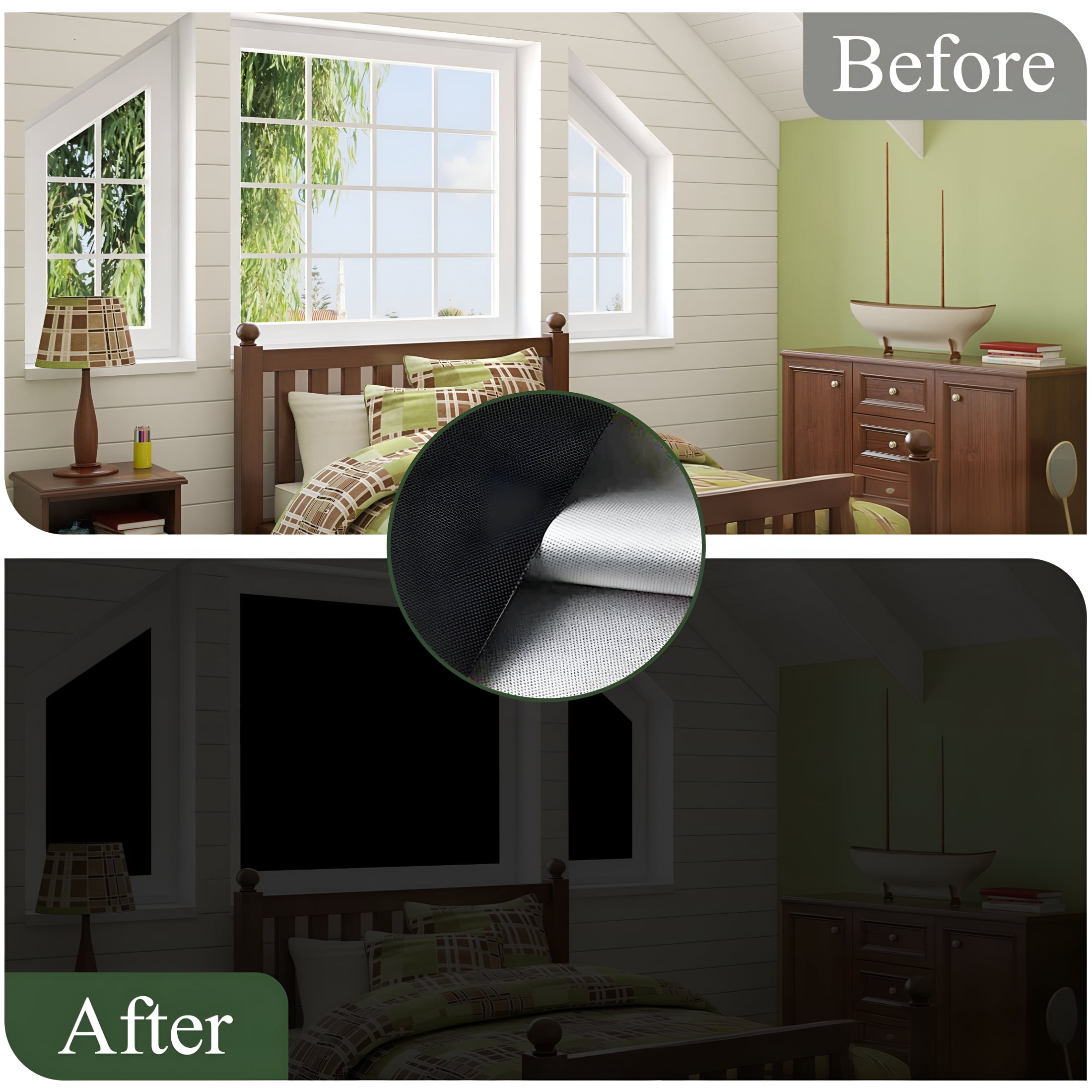 XIBUFE 2026 New Blackout Blinds for Bedroom,118" X 57" Portable Blackout Shades No Drill Window Blinds Cut to Size,Travel Blackout Curtains Window Cover Film for Nursery,Bedroom,Dorm Room,Rv,Black