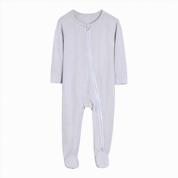 Xyant Baby Zipper Footie Pajamas Soft Baby Footed Pjs Boy Girl 0 3 6 12 18 24 Months Fall Winter Clothes Coverall Sleepers (Light Gray,12-18 Months)