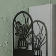 thumbnail image 3 of REGALWOVEN Decorative Floral Metal Bookends, Flower Design Book Ends for Shelves, Non-Skid Book Stopper for Home & Office, 2Pcs Black Style A 4.7"L x 3.5"W x 7"H, 3 of 6