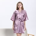 thumbnail image 3 of Women Summer Ice Silk Dress Bath Robe Waist Belt Sleepwear, 3 of 7