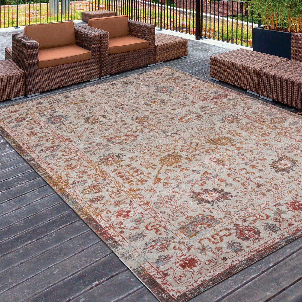 LR Home Floral Woven Indoor/Outdoor Area Rug, Bronze, 2 ft. x 4 ft