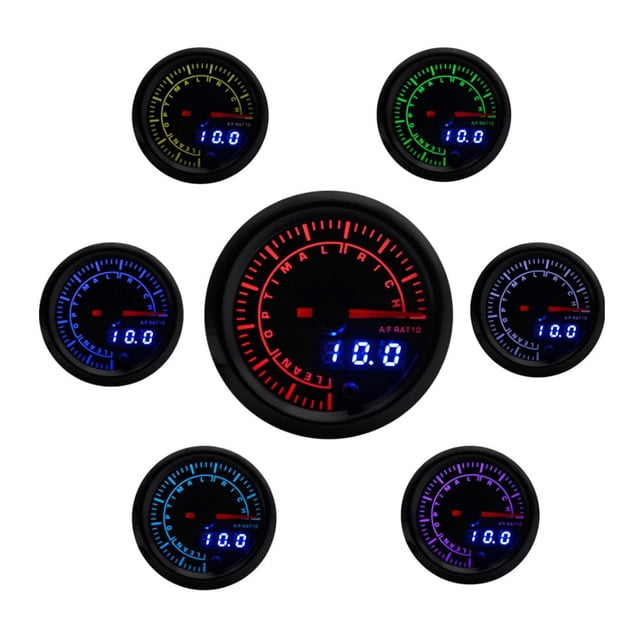 Instrumento de Modificación del Automóvil de la Relación de Combustible de Aire LED DE 52 mm / 2in 7 Colores