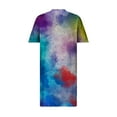 thumbnail image 5 of Cyber&Monday Deals Usmixi Womens Dresses Fashion Plus Size Pocket Swing Tunic Tshirt Midi Dresses Casual Tie-Dye Print V-Neck Short Sleeve Knee-Length Summer Dress Blue xl Clearance Under $5, 5 of 5