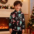 thumbnail image 4 of CONFREE Christmas Boys Long Sleeve Shirts Lapel Xmas Graphic Soft Fall Winter Buttons Up Shirt for Kids, 4 of 7