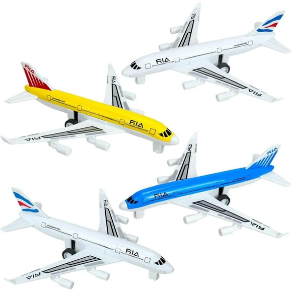 4 Pack Airplane Toys for Boys Ages 3 4 5 6 Years Old, Metal & Plastic Aircraft Plane Models for Kids Ages 3-6, Pull Back Play Aeroplane Toys Birthday Gift for Toddlers Boys & Girls