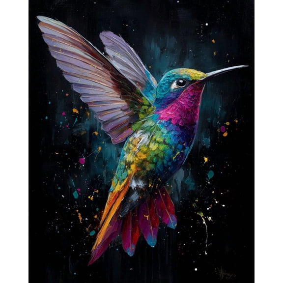 Paint by Numbers Adult DIY Hand Painted Colorful Hummingbird Oil Painting Canvas Kits with Brush and Acrylic Gifts and Home Decoration Without Frame 40 x 50 cm