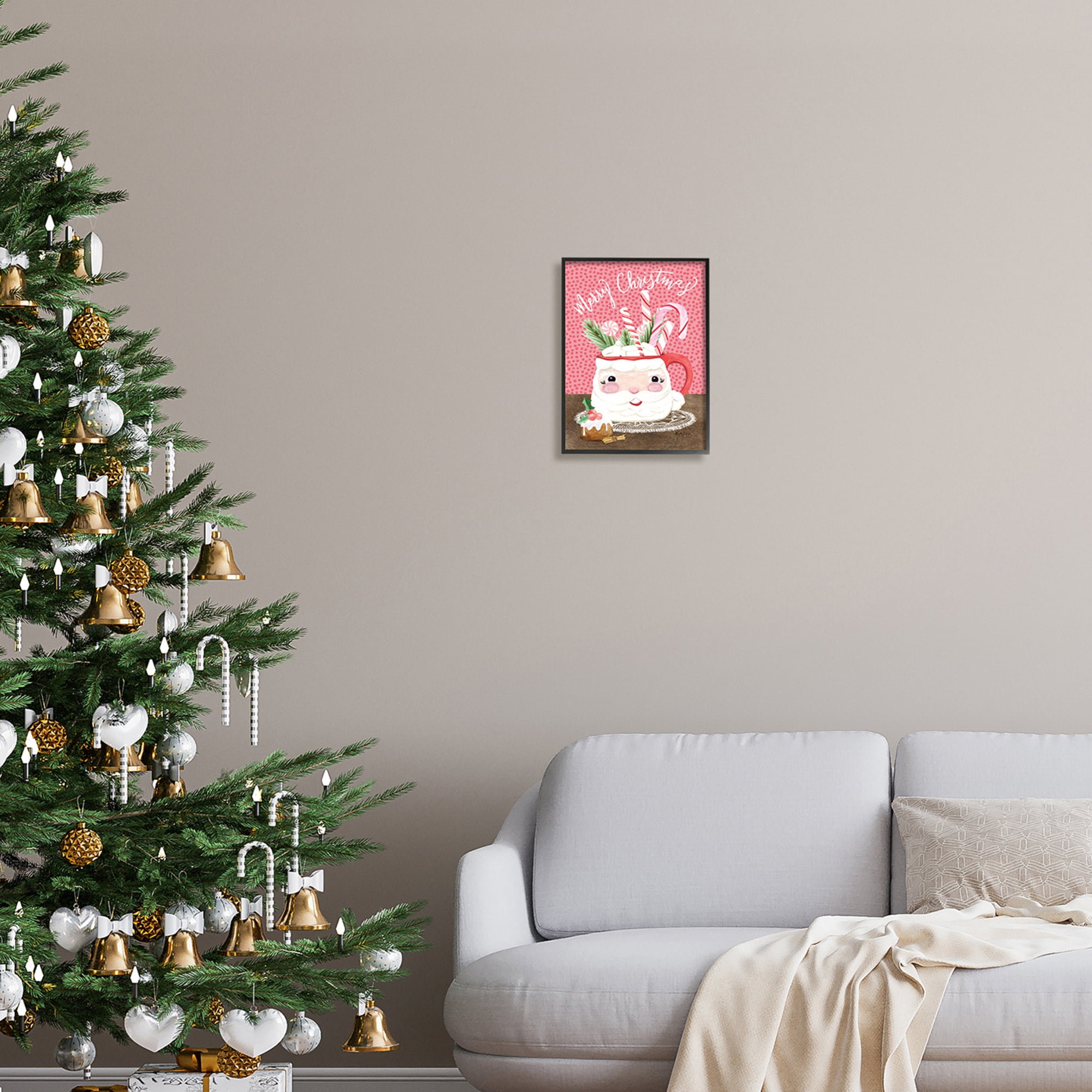 Warm Hot Cocoa Christmas Patterned Dots Background Inspirational Graphic Art Framed Art Print Wall Art