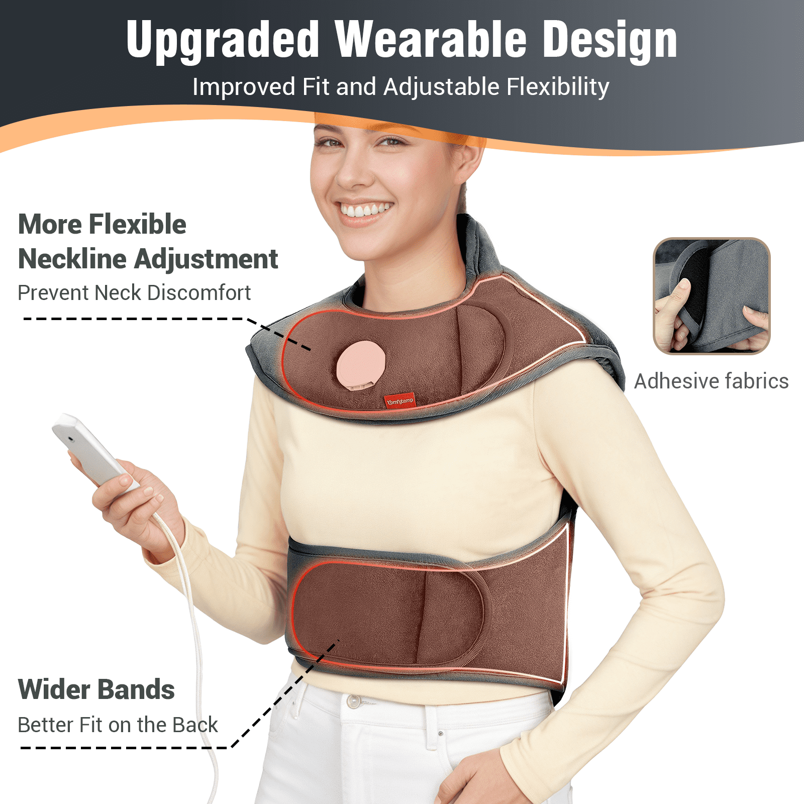 Comfytemp Large Weighted Heating Pad with 6 Heat Settings & Auto Shut-off for Full Body Stress Relief, Gray, 22"x20"