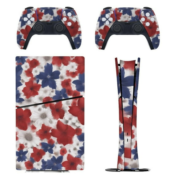 Skin Sticker for PS5 Slim Standard PS5 Pro Disc Digital Edition Console and Controllers Decals for Playstation 5 (America Bloom,PS5 Slim Disc Edition)