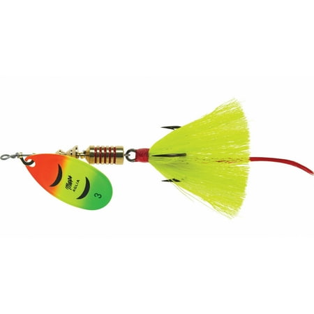 Mepps Aglia Dressed Inline Spinner 1/4 oz Hot Firetiger Blade with Yellow Tail