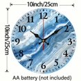 thumbnail image 3 of Chilfamy 10 Inch Wall Clock Marble Blue White Streaks Print Wall Hanging Decor Wall Art Decor 10x10in, 3 of 8