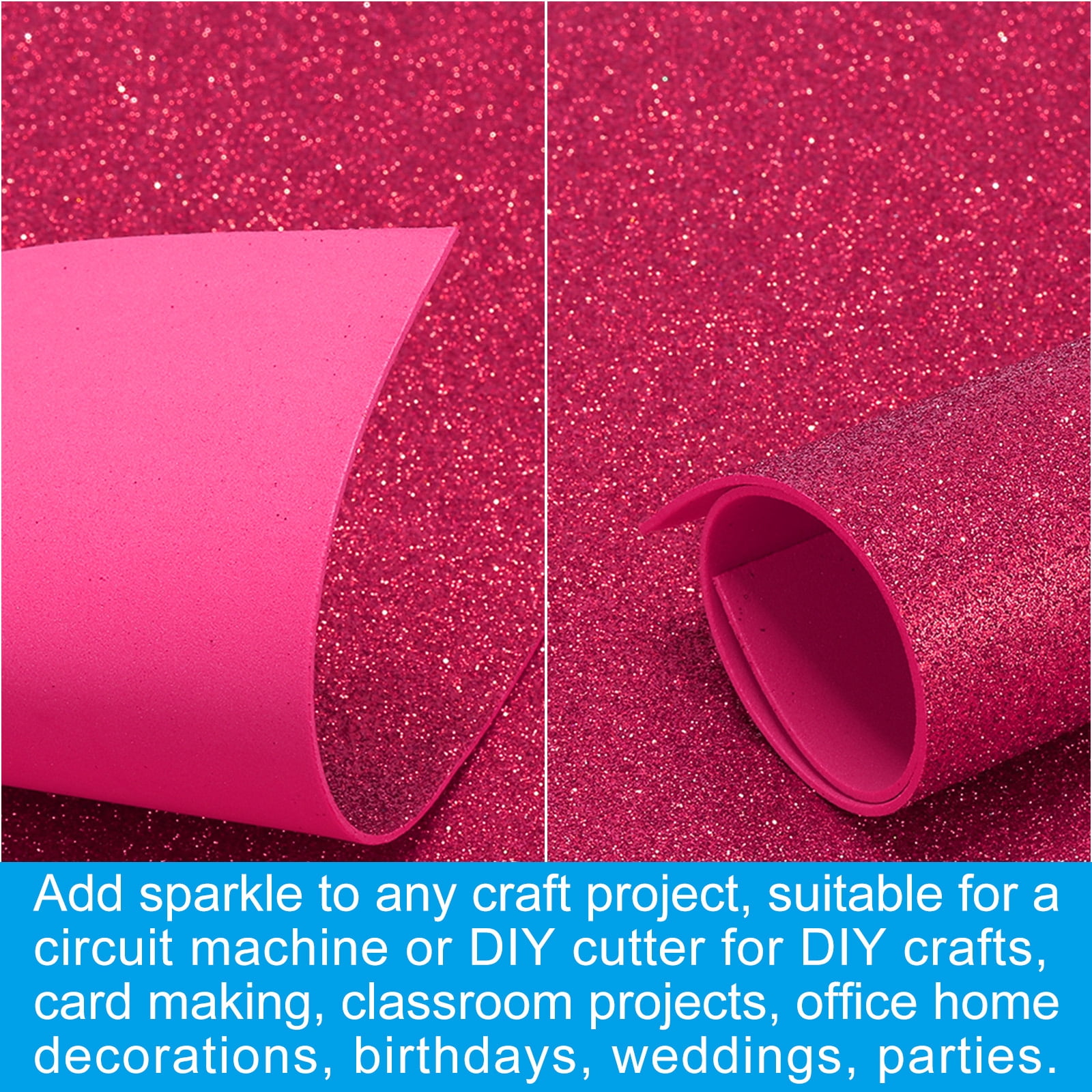 Uxcell Wine Red Shiny EVA Glitter Foam Sheet 11.8 x 7.9 Inch 2mm Thick with Back Adhesive Sparkle EVA Glitter Felt for Crafts DIY Project, 30 Pcs