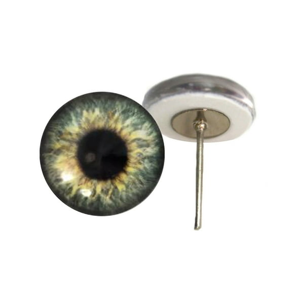 Olive Green Human Inspired Glass Eyes on Wire Pin Posts