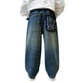thumbnail image 4 of JIAYUE Baggy Jeans Boys Wide Leg Elastic Waist Multiple Pockets Cargo Trousers Jeans Denim Pants Children Birthday Big Kids Slacks, 4 of 9
