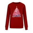 thumbnail image 3 of Long Sleeve Christmas Sweatshirt for Women Ribbed Hem Crewneck Pullover Sweatshirts Womens Holiday Gift Graphic Tops, XXL Wine, 3 of 6