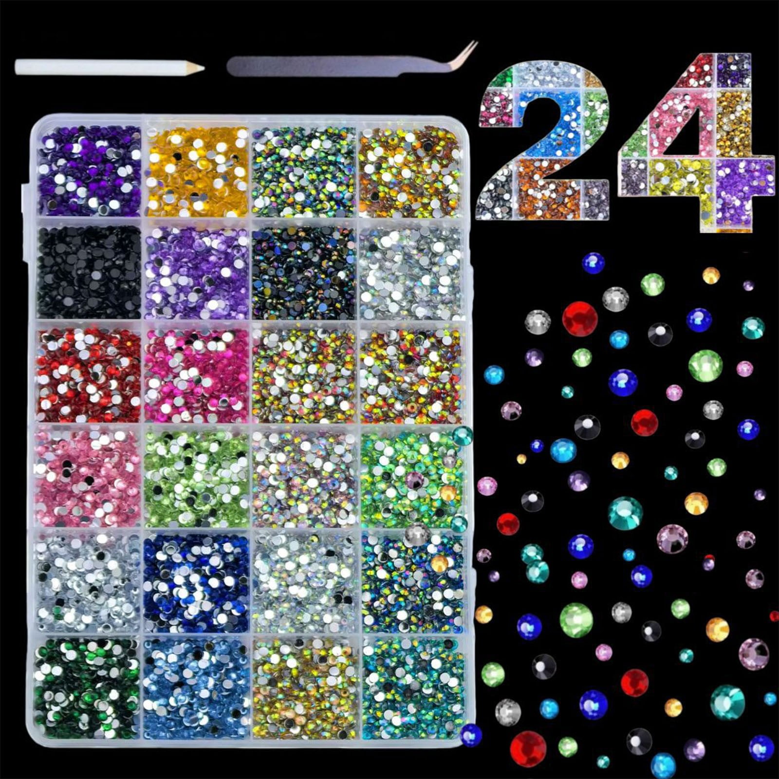 32000Pcs Resin Jelly Rhinestones for Bedazzling, Mixed-Color Flatback Gems for Diamond Art, Bedazzler Kit with 3Pcs Jewelry Glue for DIY Crafting Crafts Book Shoes Nail Art