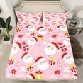 thumbnail image 2 of Manfei Magical Santa Claus Full Size Sheets, Pink Cartoon Christmas Bed Sheets, Happy New Year Sheet Sets, Microfiber Bedroom Decor, 4-Piece, 2 of 7