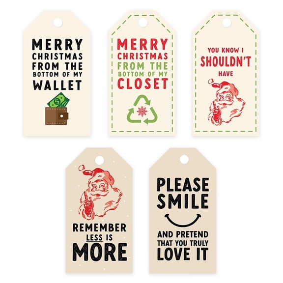 Koyal Wholesale Funny Holiday Gift Tags with String, Classic Cardstock, 20 Pack