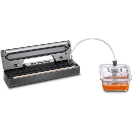 Caso Design - VC 10 Food Vacuum Sealer with Food Management App and Set of 2 BONUS Food Vacuum Rolls - Stainless