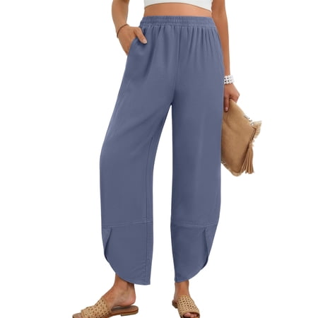 Fantaslook Capri Pants for Women Wide Leg Sweatpants Harem Palazzo Baggy Pants with Pockets