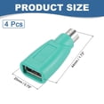 thumbnail image 2 of 4 Pcs PS/2 to USB Port, PS/2 to USB Adapter PS/2 Female to USB Male Adapter for Wired Mouse Keyboard Desktop PC Laptop Notebook, Green, 2 of 7