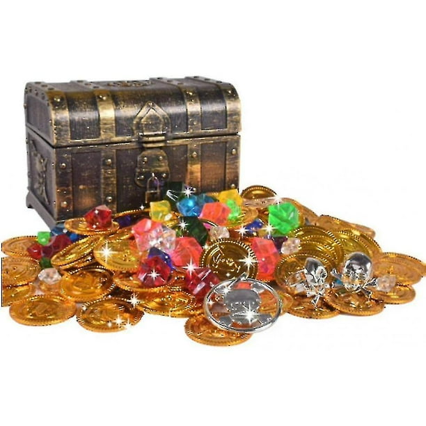 Cofre del tesoro Cofre del tesoro Monedas de oro pirata Juguete del tesoro pirata