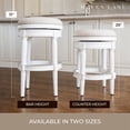 thumbnail image 6 of Maven Lane Pullman Backless Counter Stool in Alabaster White Finish with Cream Fabric Upholstery, Set of 3, 6 of 6