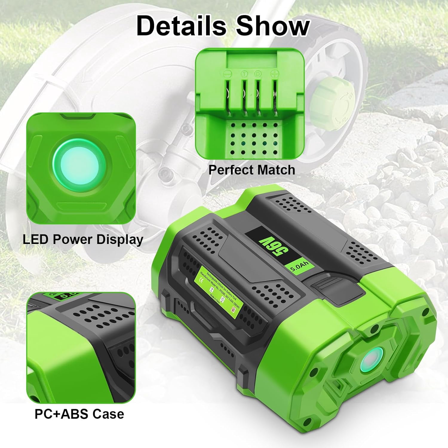 56V 5.0 Ah Lithium Ion Battery Replace for EGO Batteries Compatible with 56V Power Tools BA2800 BA2800T BA1400 BA1400T BA2242T BA4200