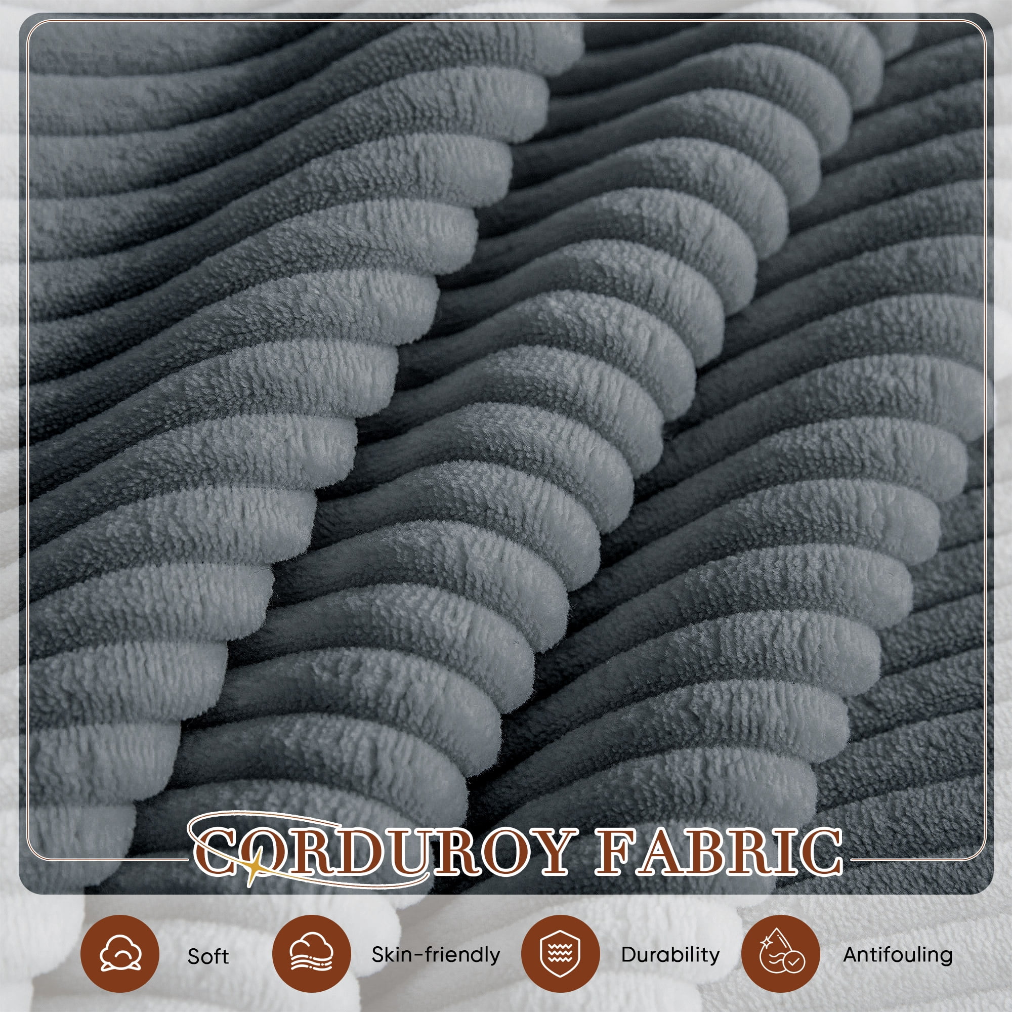 Lunale 80.5" Oversized 2 Seater Corduroy Sofa, Deep Seat Sleeper Cloud Couch for Living Room, Gray