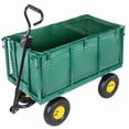 thumbnail image 2 of 4-in-1 Oversized Steel Dump Garden Cart, 880 lbs Pullable Mesh Utility Cart, All-Terrain Wagon with Removable Liner & Side Panels, Green, 2 of 8