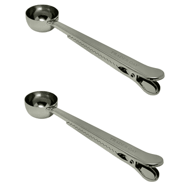 Trader Cay Stainless Steel Coffee Scoop with Built-In Bag Clip - 2-pcs