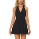 thumbnail image 1 of Vestido Halter para Mujer Inspire Chic, Escote en V Profundo, Espalda Descubierta, Vestido Mini de Fiesta, Negro, Talla M, 1 of 6