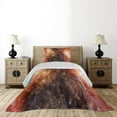 thumbnail image 3 of Ambesonne Nebula Quilted Coverlet 2 Pcs, Gas Cloud in Deep Space, Twin Size, Burnt Orange Black, 3 of 4