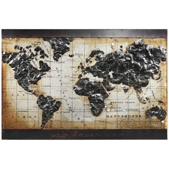Empire Industrial Art Direct World Map 2 Hand Painted 3D Wall Sculpture