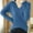 Blue, variant on Fznquz Knit Womens Long Sleeve Tops Brown Plain Sweaters V Neck Casual Fall Women's Tee Shirts