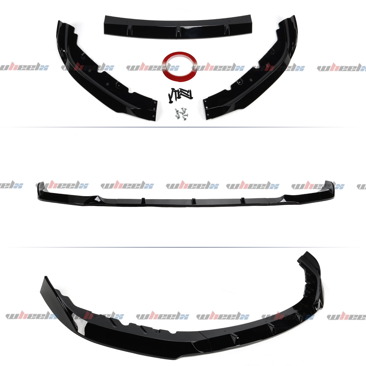 Front Bumper Lip Splitter Spoiler Compatible with BMW 5 Series G30 G31 G38 (Base Model Only) 2017 2018 2019 2020 530i/ 530e/ 540i, 3pcs Kit Accessories Air Chin Body Protector (Glossy Black)