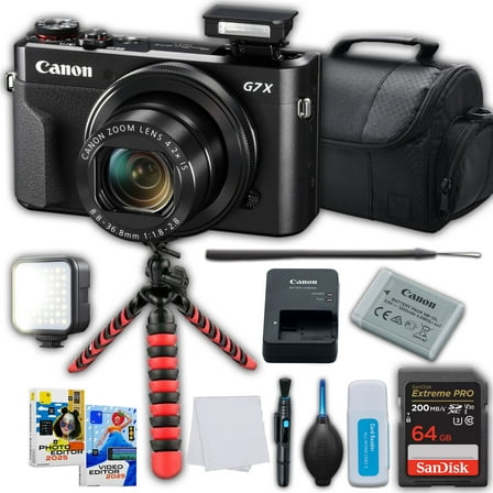 Canon PowerShot G7 X Mark II Digital Camera   SanDisk Extreme Pro 64GB Memory Card   Camera Case   Spider Tripod   More