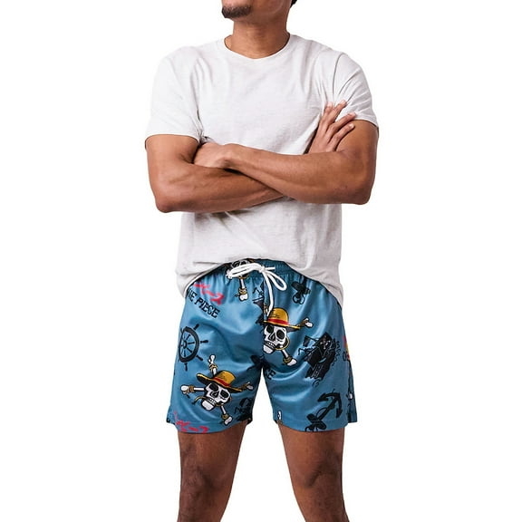 One Piece Live Action Straw Hat Pirate icons All-Over Print Men's Dark Blue Active Mesh Shorts - Medium