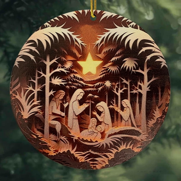 2024 Christmas Stereoscopic Vision Birth Blessing Pendant 3 D Effect Birth Acrylic Car Hanging Ornaments