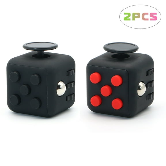 Appash Fidget Cube Stress Anxiety Pressure Relieving Toy Great for Adults and Children[Gift Idea][Relaxing Toy][Stress Reliever][Soft Material](1Black&1BlkRed)