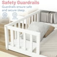 thumbnail image 6 of Full Floor Bed with Bookcase and Shelves, Wood Montessori Floor Bed Frame with Guardrails for Boys, Girls, White, 6 of 7