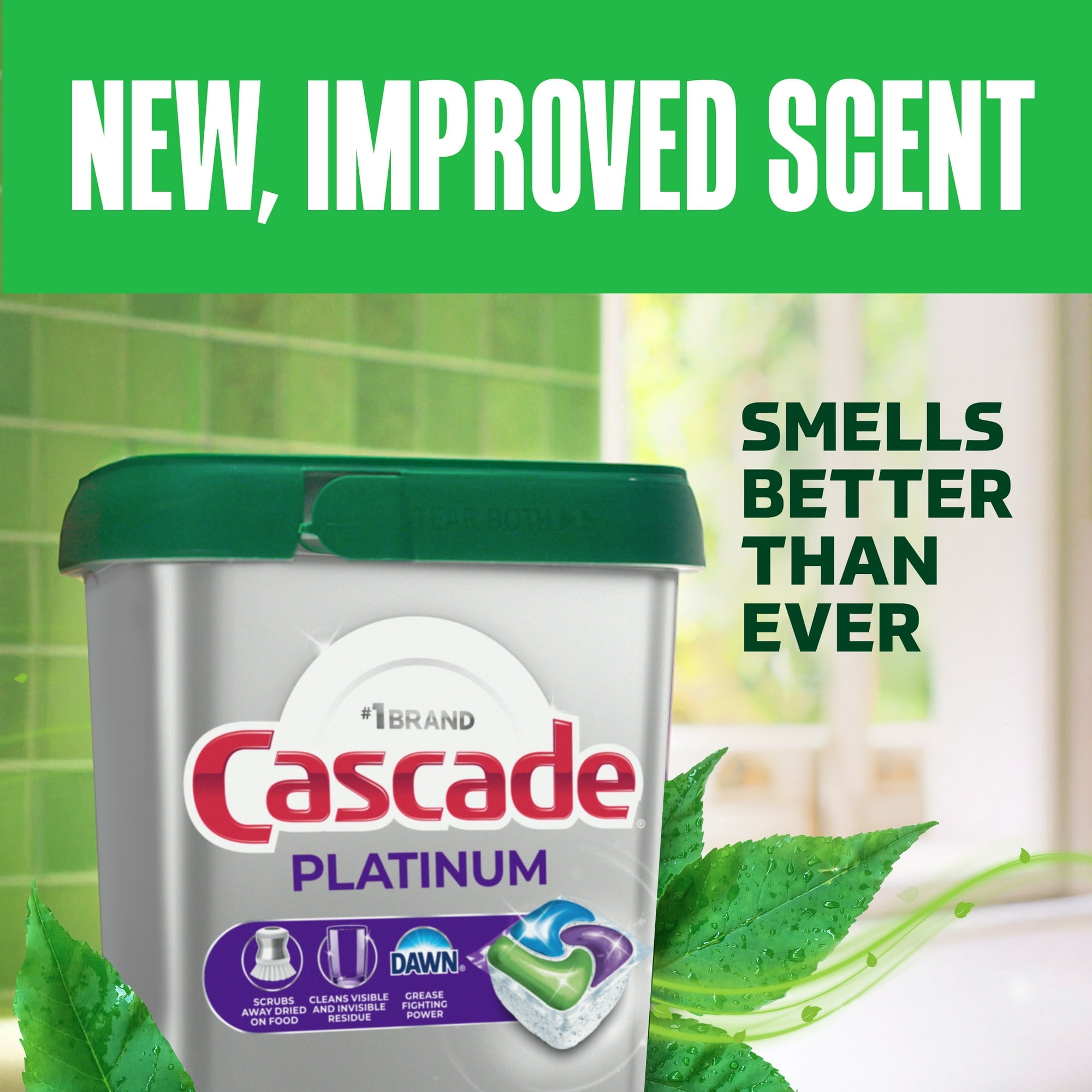 Cascade Platinum Fresh Dishwasher Detergent Pods, 26 ct with Microfiber Solid Color Towel by BundleEase