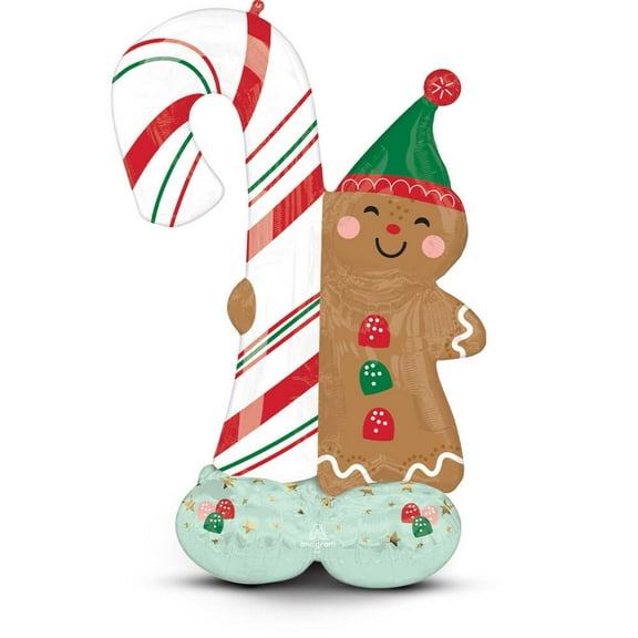 51 inch Anagram Merry Christmints Gingerbread Man Airloonz Foil Mylar Balloon - Party Supplies Decorations