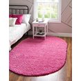 thumbnail image 2 of Unique Loom Solid Shag Modern Plush Area Rug 3' 3 x 5' 3 Oval Bubblegum Pink, 2 of 15