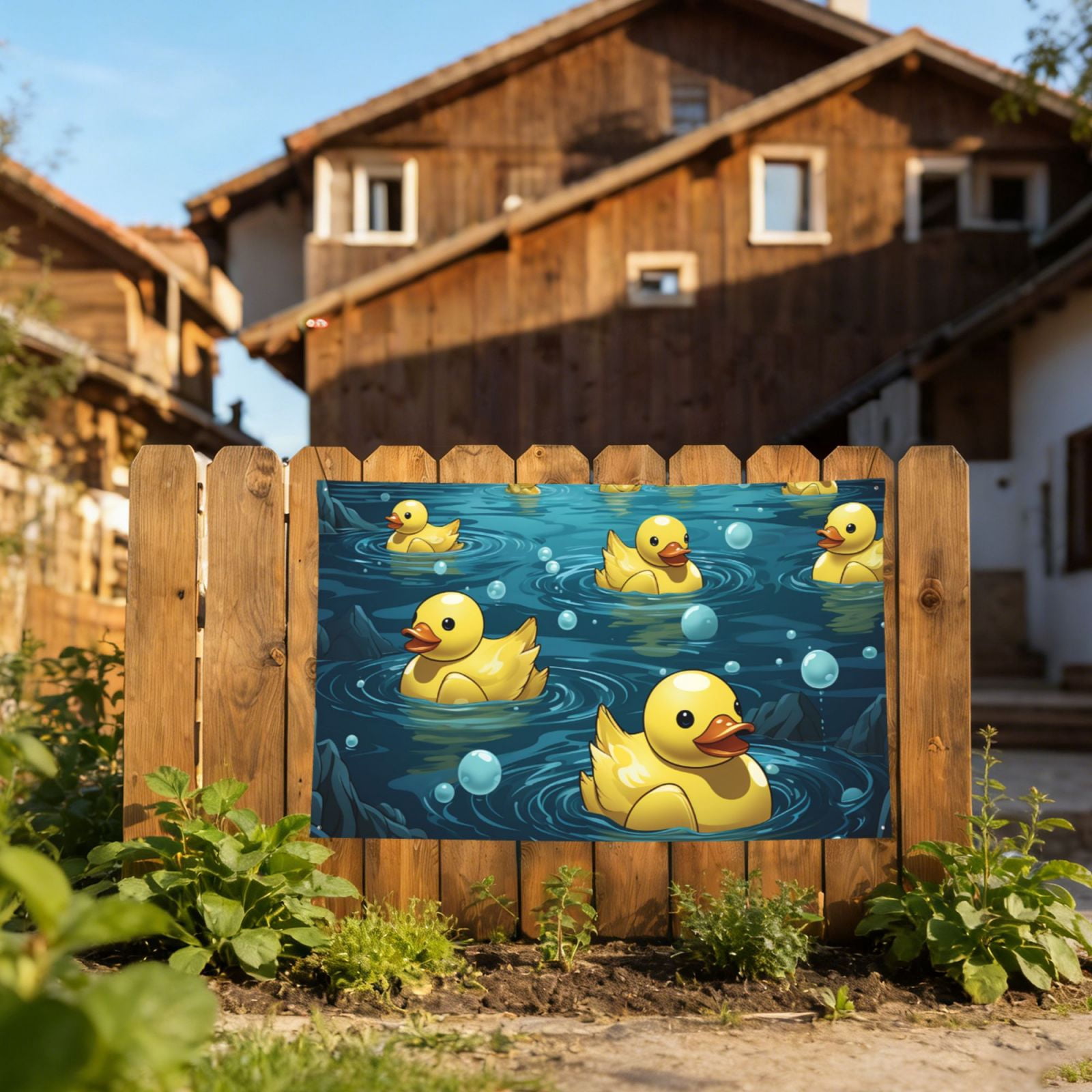 Rubber Duck Cool Yellow Ducks Four Hole Decorated Banner Flag for Garden Yard Home Decoration Indoor Outdoor 4x6 Ft