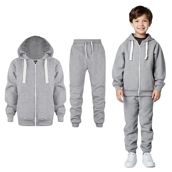 Teen Boys Girls Active Sweatsuit,2PC Long Sleeve Full ZipLight Gray Soft Hoodie Jogger Set Winter Clothes Girls Clothes Size 11-12 Years
